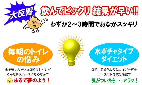 わずか2～3時間でおなかスッキリ！